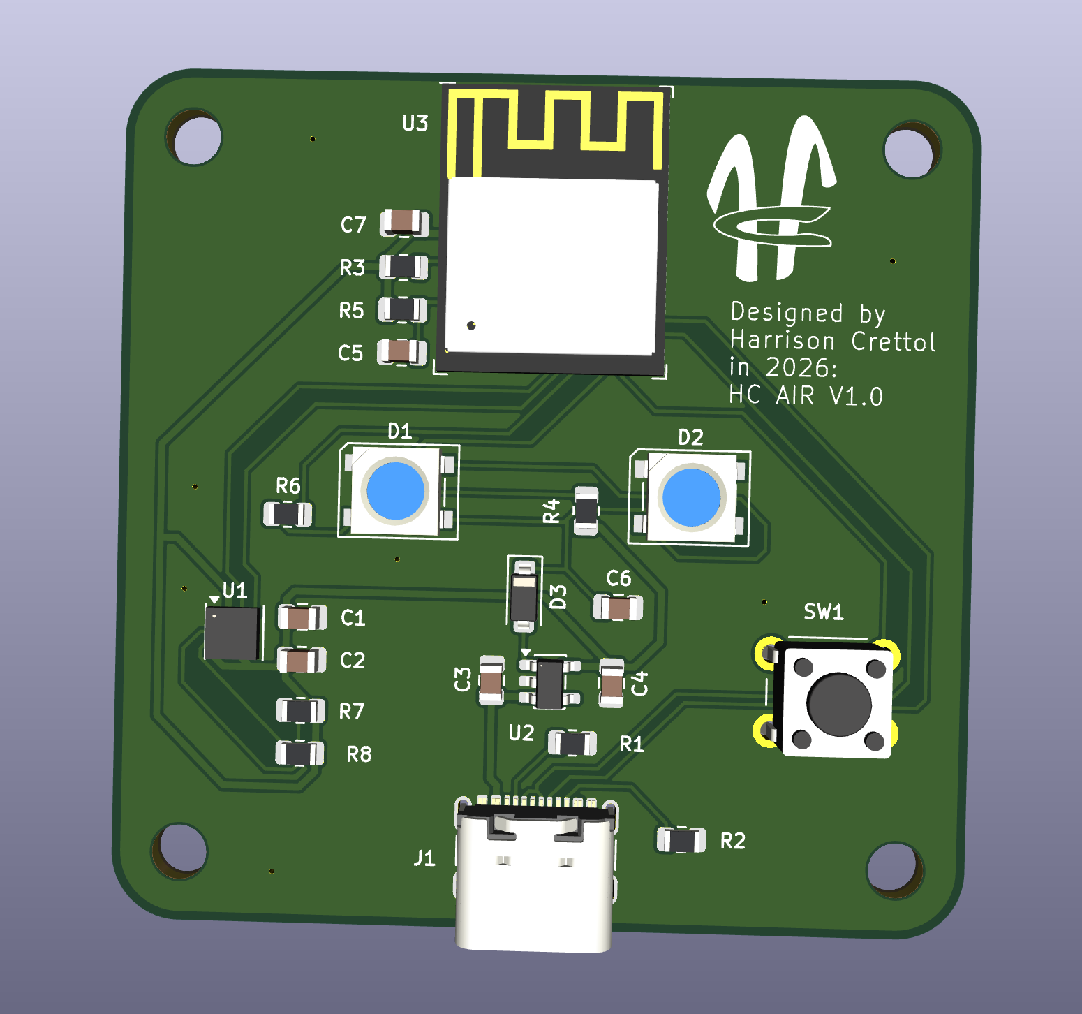 HC Air Monitor PCB, front side
